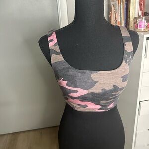 Pink Camo Knit Crop Top Size Small